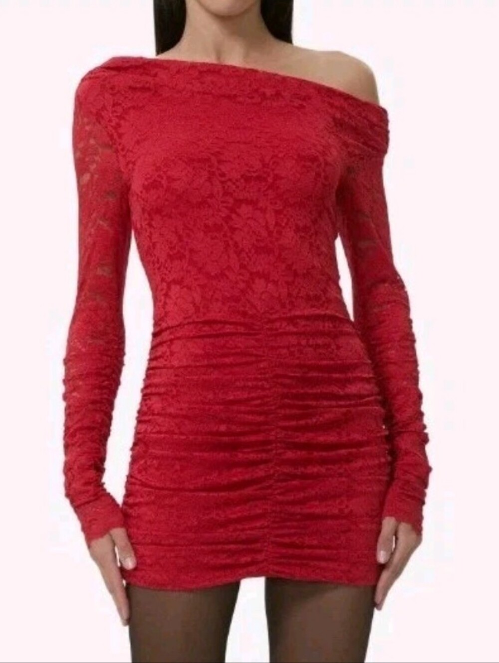 AFRM Size XS Montana Red Long Sleeve Lace Body-Con Minidress $138